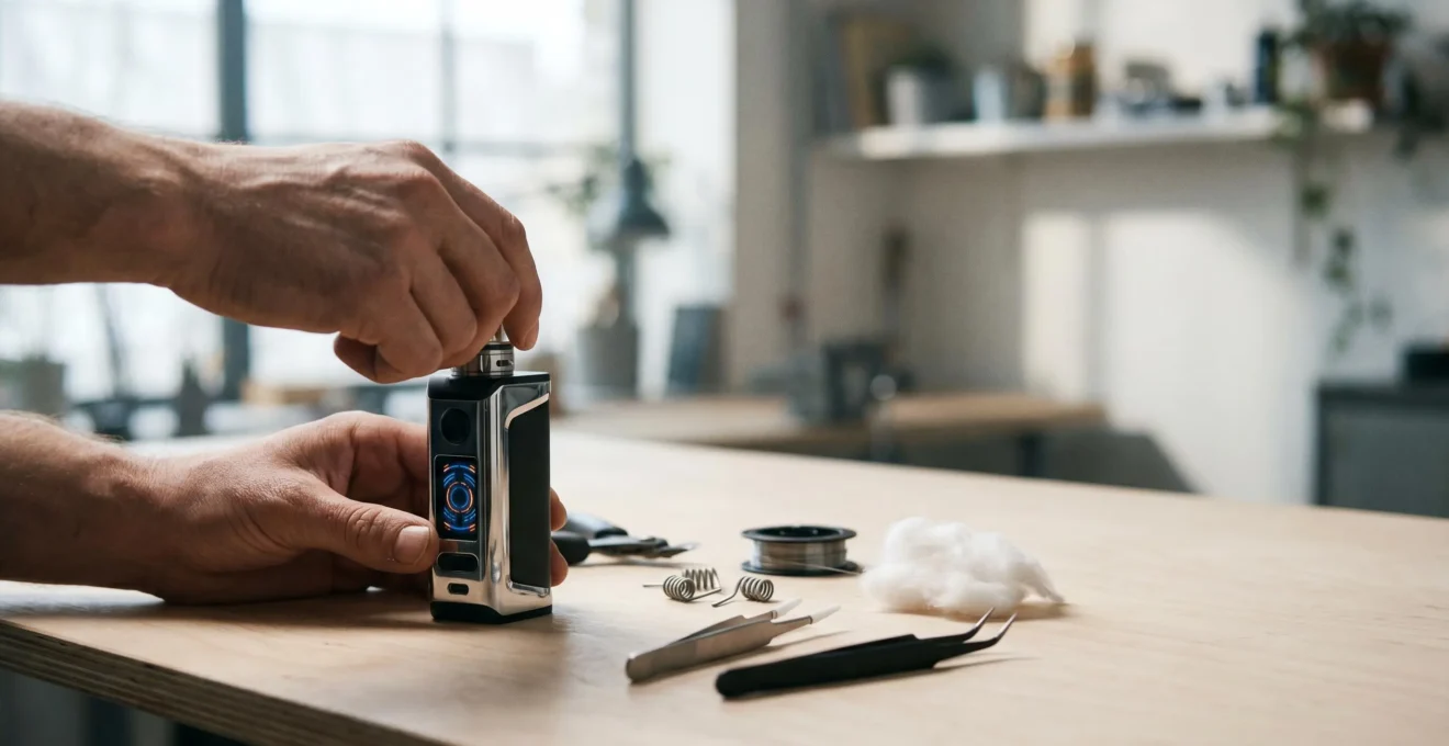 Advanced vaper optimizing box mod settings in natural environment