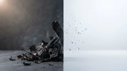 Contrasting molecular structures representing the vast chemical difference between combustion and vaporization in nicotine delivery