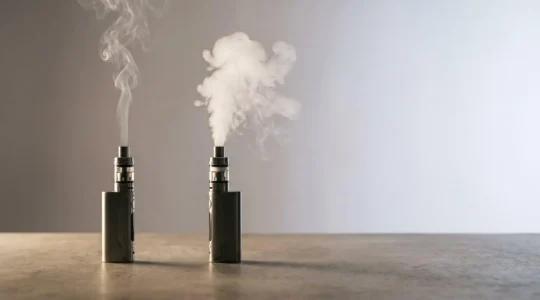 Close-up view showing contrasting vapor textures illustrating smooth versus harsh throat sensations from different e-liquid formulations