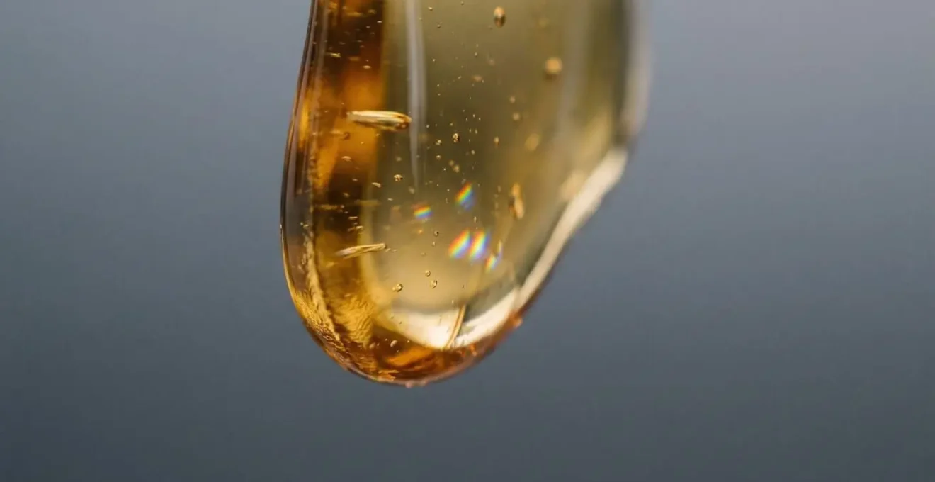 Close-up of thick high-VG e-liquid viscosity affecting vape performance and flavor delivery in pod system