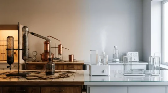 Clean scientific comparison showcasing the difference between traditional smoking and vaping for public health awareness